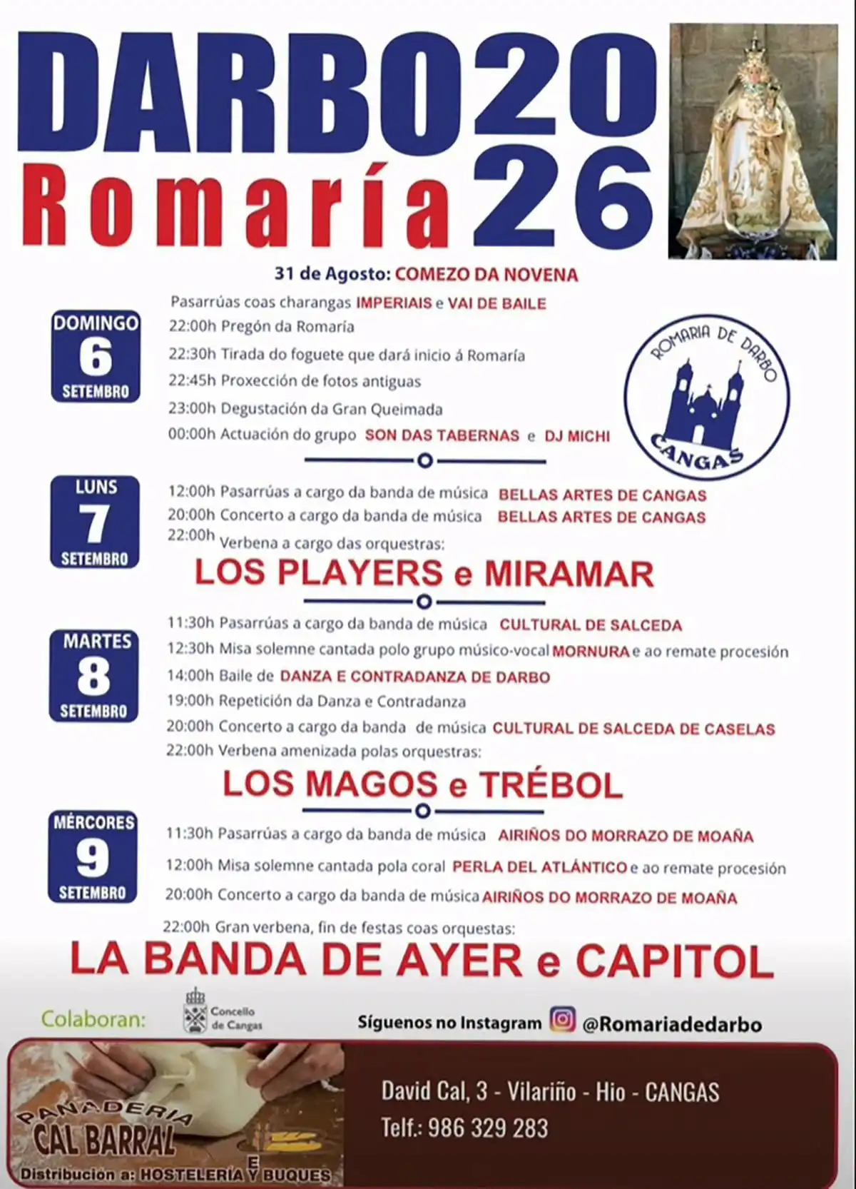 Cartel oficial de la Romaría de Santa María de Darbo 2026, en Cangas do Morrazo