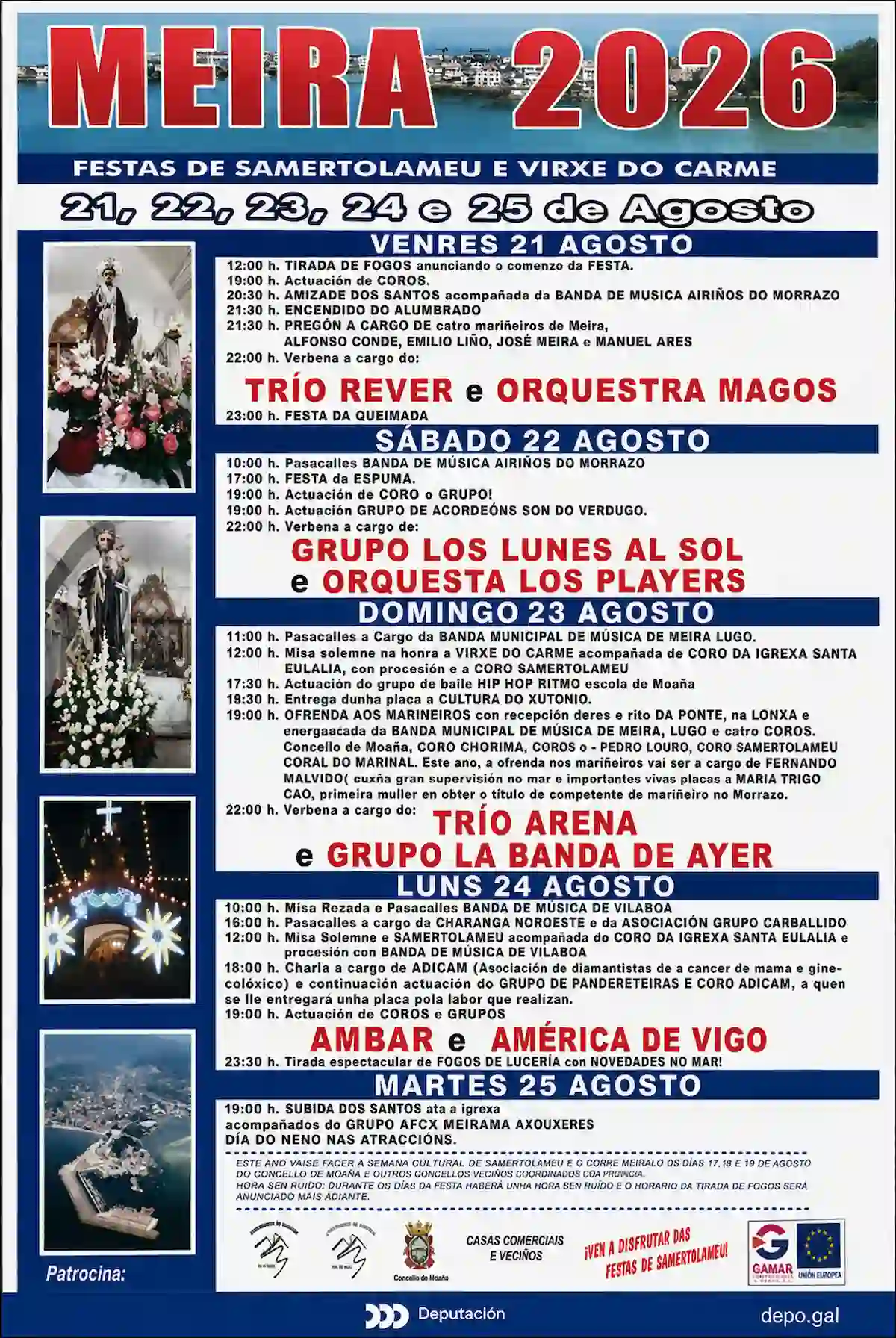 Cartel de las Festas de Samertolameu e Virxe do Carme de Meira 2026