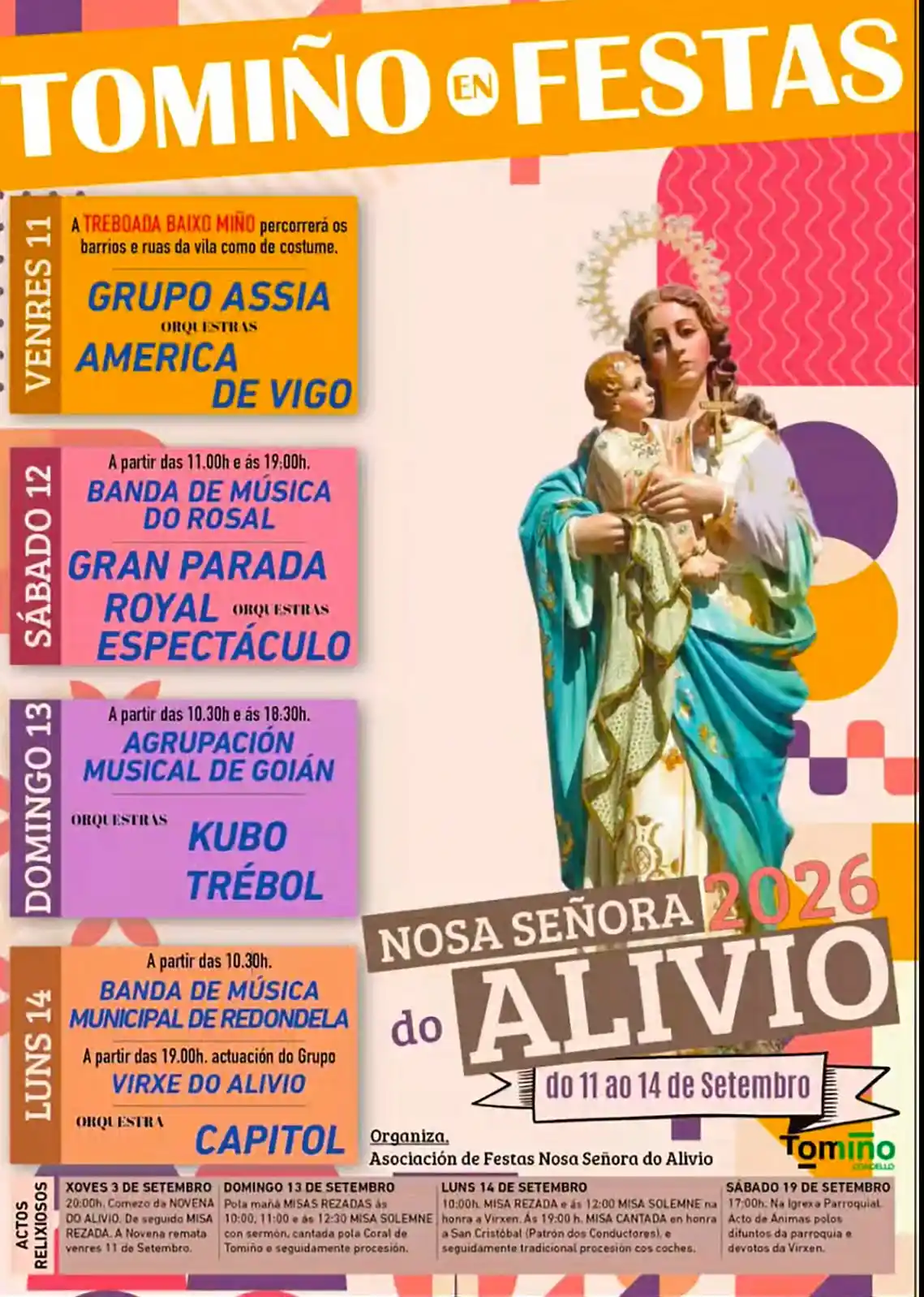 Cartel de las Festas de Nosa Señora do Alivio de Tomiño 2026