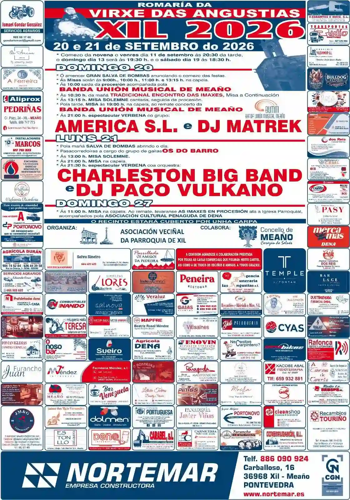 Programa de la Romaría da Virxe das Angustias de Xil 2026 en Meaño
