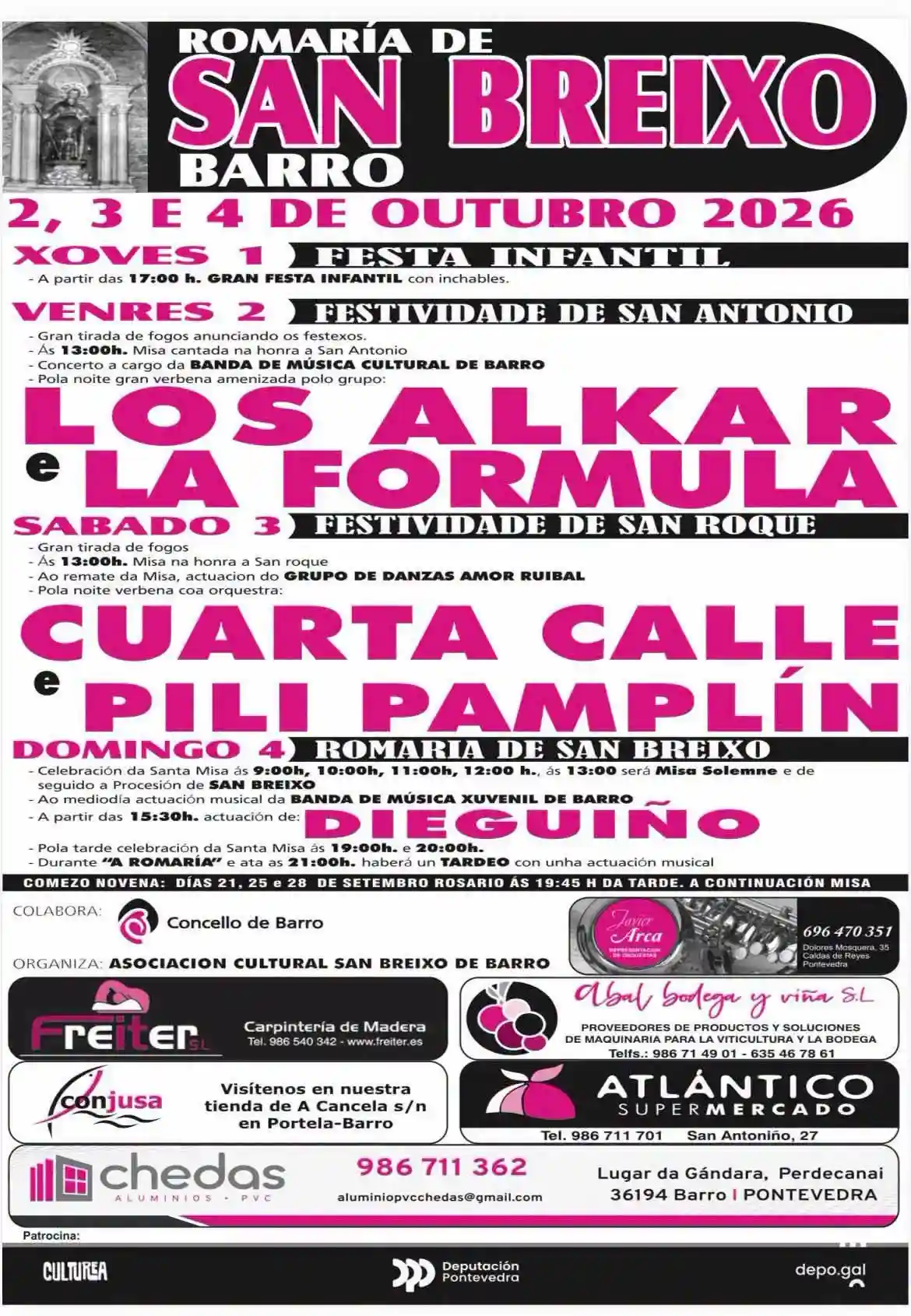 Cartel de la Romaría de San Breixo de Barro 2026, del 2 al 4 de octubre