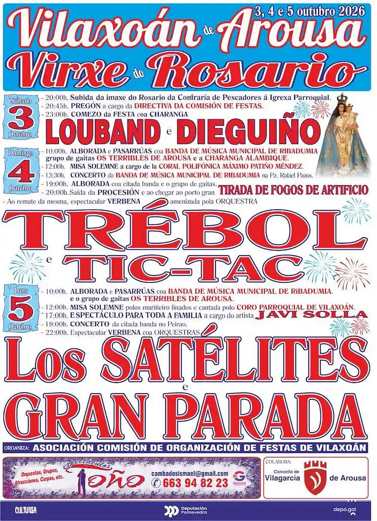 Programa de las Festas da Virxe do Rosario de Vilaxoán 2026