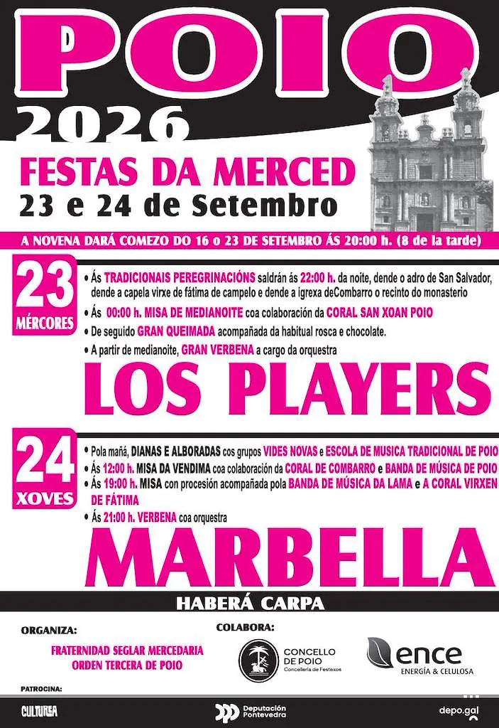 Cartel de las Festas da Merced de Poio 2026, los días 23 y 24 de septiembre