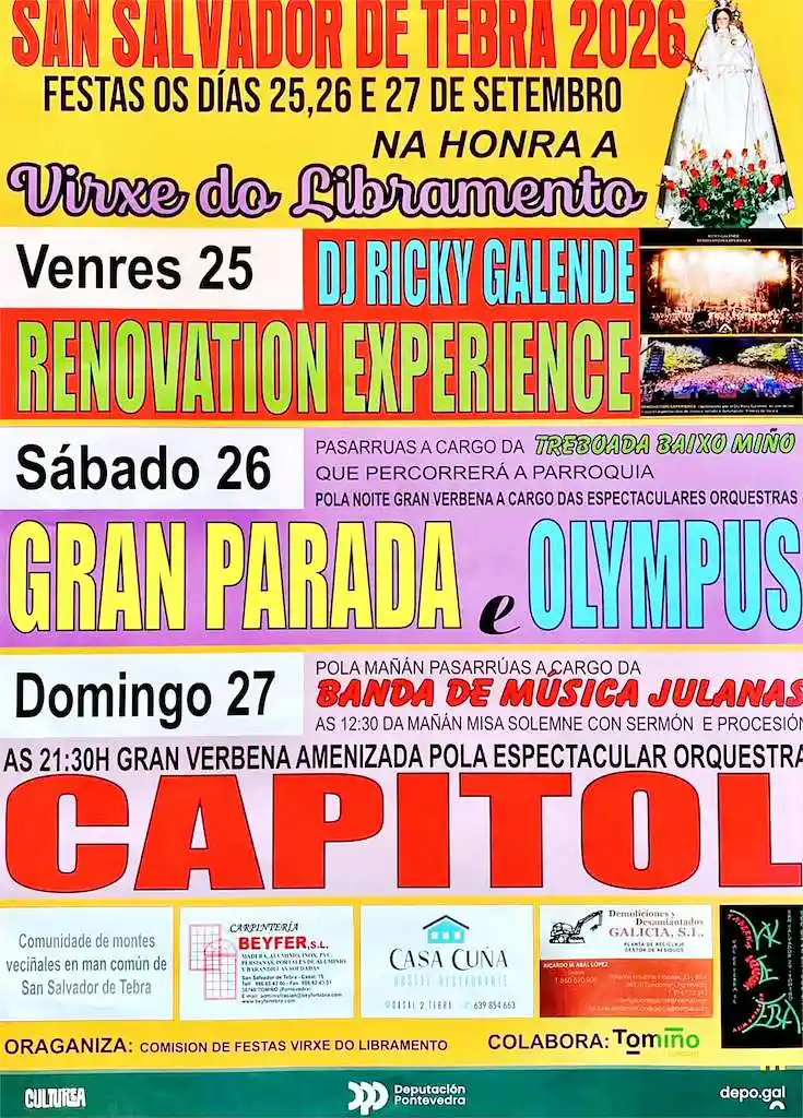 Cartel de las fiestas de la Virxe do Libramento de San Salvador de Tebra 2026, en Tomiño