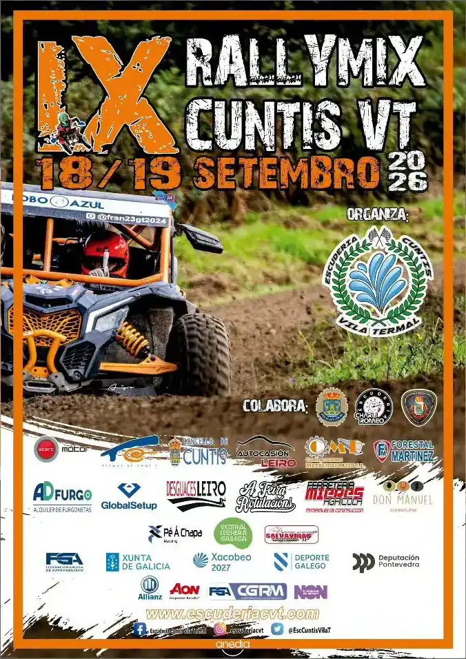 Cartel del IX Rallymix Cuntis VT, celebrado los días 18 y 19 de septiembre de 2026.